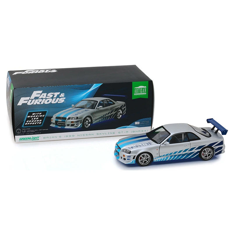 Greenlight Artisan Collection Fast & Furious 1:18 Brian's 1999 Nissan Skyline GT-R (BNR34) 4 Greenlight Artisan Collection Fast & Furious 1:18 Brian's 1999 Nissan Skyline GT-R (BNR34) - Image 2